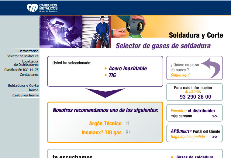 selector de gases de soldadura