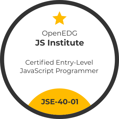 certificación JSE (Certified Entry-Level JavaScript Programmer).